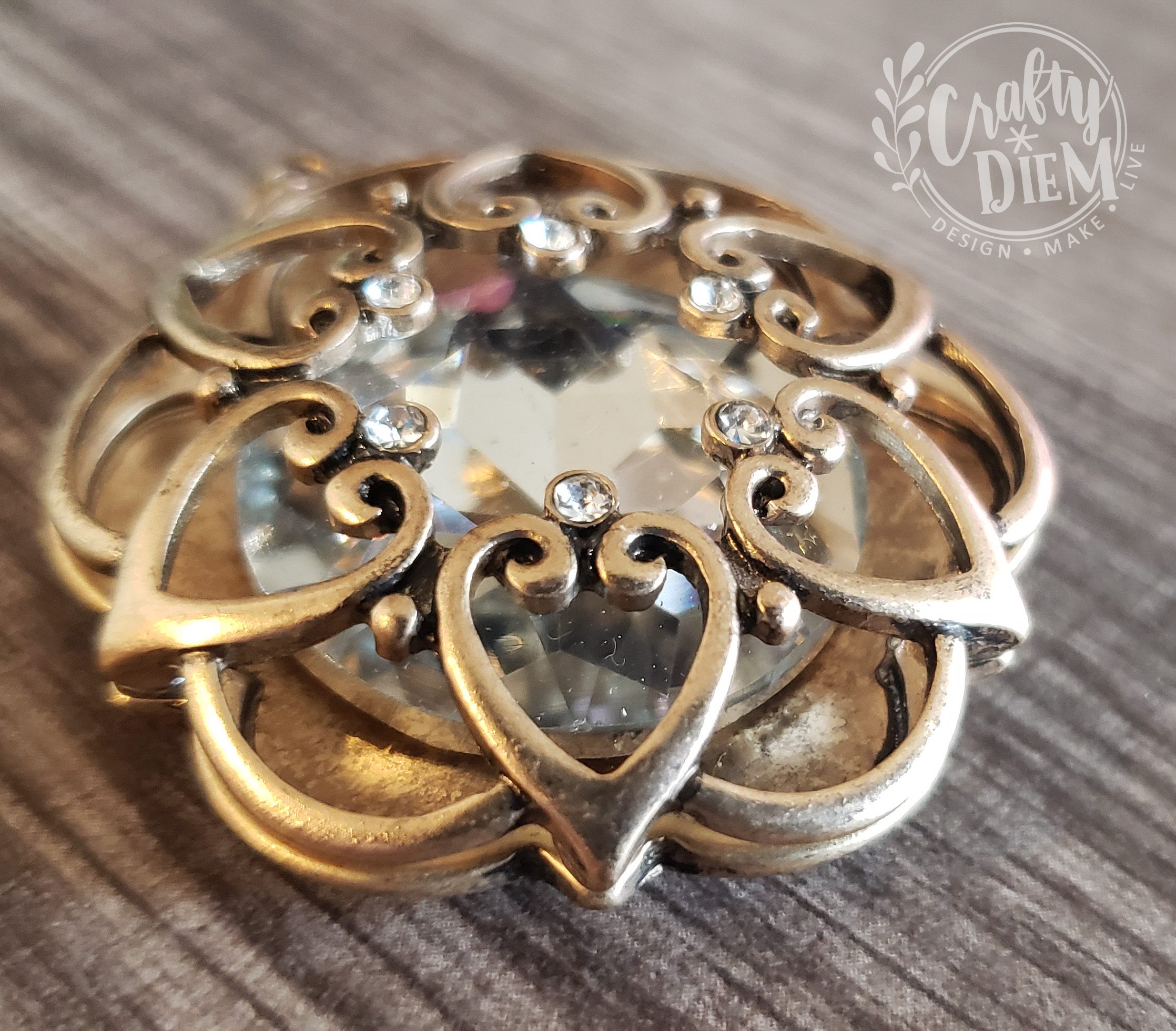 Heart with Crystal Flower Pendant